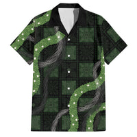 Hawaiian Quilt Family Matching Puletasi and Hawaiian Shirt Pele Hair Hinahina Lei Black Version