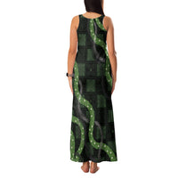 Hawaiian Quilt Family Matching Tank Maxi Dress and Hawaiian Shirt Pele Hair Hinahina Lei Black Version