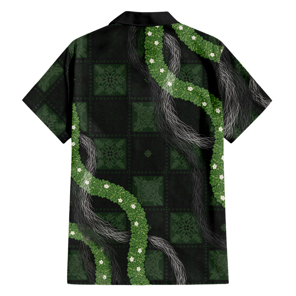 Hawaiian Quilt Hawaiian Shirt Pele Hair Hinahina Lei Black Version