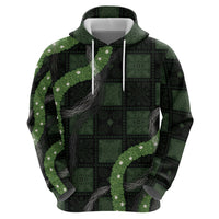 Hawaiian Quilt Hoodie Pele Hair Hinahina Lei Black Version