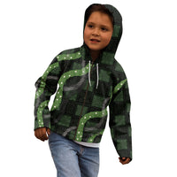 Hawaiian Quilt Kid Hoodie Pele Hair Hinahina Lei Black Version