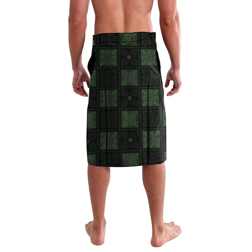 Hawaiian Quilt Lavalava Pele Hair Hinahina Lei Black Version