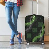 Hawaiian Quilt Luggage Cover Pele Hair Hinahina Lei Black Version