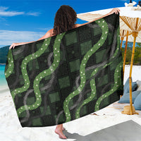 Hawaiian Quilt Sarong Pele Hair Hinahina Lei Black Version