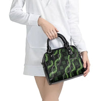 Hawaiian Quilt Shoulder Handbag Pele Hair Hinahina Lei Black Version