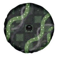 Hawaiian Quilt Spare Tire Cover Pele Hair Hinahina Lei Black Version