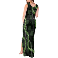 Hawaiian Quilt Tank Maxi Dress Pele Hair Hinahina Lei Black Version
