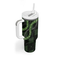 Hawaiian Quilt Tumbler With Handle Pele Hair Hinahina Lei Black Version