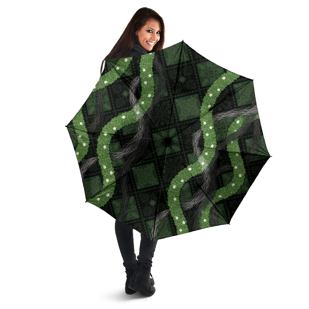 Hawaiian Quilt Umbrella Pele Hair Hinahina Lei Black Version