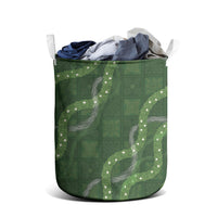 Hawaiian Quilt Laundry Basket Pele Hair Hinahina Lei Green Version