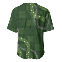 Hawaiian Quilt Baseball Jersey Pele Hair Hinahina Lei Green Version