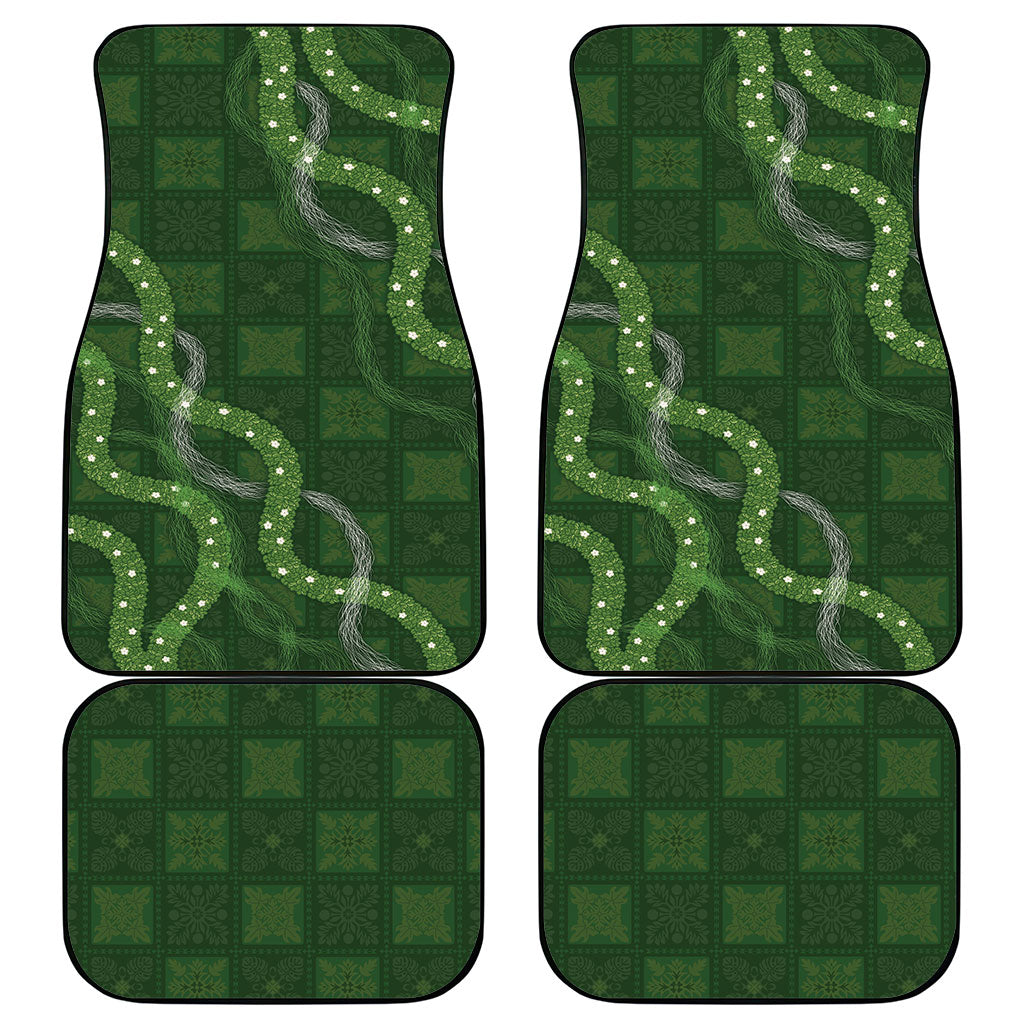 Hawaiian Quilt Car Mats Pele Hair Hinahina Lei Green Version