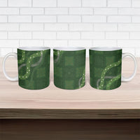 Hawaiian Quilt Ceramic Mug Pele Hair Hinahina Lei Green Version