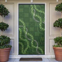 Hawaiian Quilt Door Cover Pele Hair Hinahina Lei Green Version