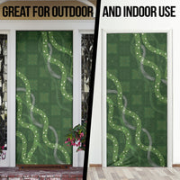 Hawaiian Quilt Door Cover Pele Hair Hinahina Lei Green Version