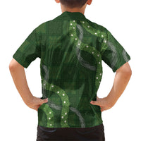 Hawaiian Quilt Family Matching Tank Maxi Dress and Hawaiian Shirt Pele Hair Hinahina Lei Green Version