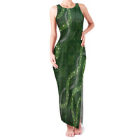 Hawaiian Quilt Family Matching Tank Maxi Dress and Hawaiian Shirt Pele Hair Hinahina Lei Green Version