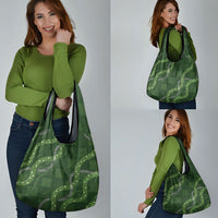 Hawaiian Quilt Grocery Bag Pele Hair Hinahina Lei Green Version