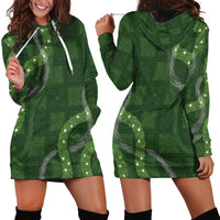 Hawaiian Quilt Hoodie Dress Pele Hair Hinahina Lei Green Version