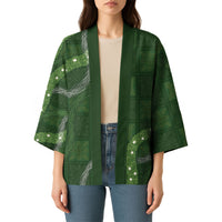 Hawaiian Quilt Kimono Pele Hair Hinahina Lei Green Version