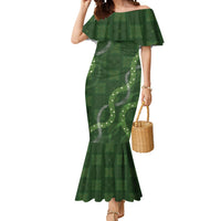 Hawaiian Quilt Mermaid Dress Pele Hair Hinahina Lei Green Version