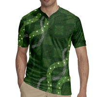 Hawaiian Quilt Rugby Jersey Pele Hair Hinahina Lei Green Version