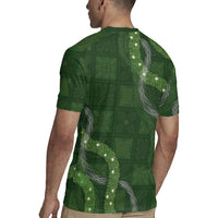 Hawaiian Quilt Rugby Jersey Pele Hair Hinahina Lei Green Version