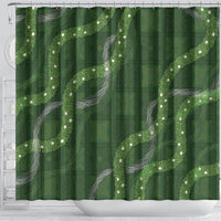 Hawaiian Quilt Shower Curtain Pele Hair Hinahina Lei Green Version