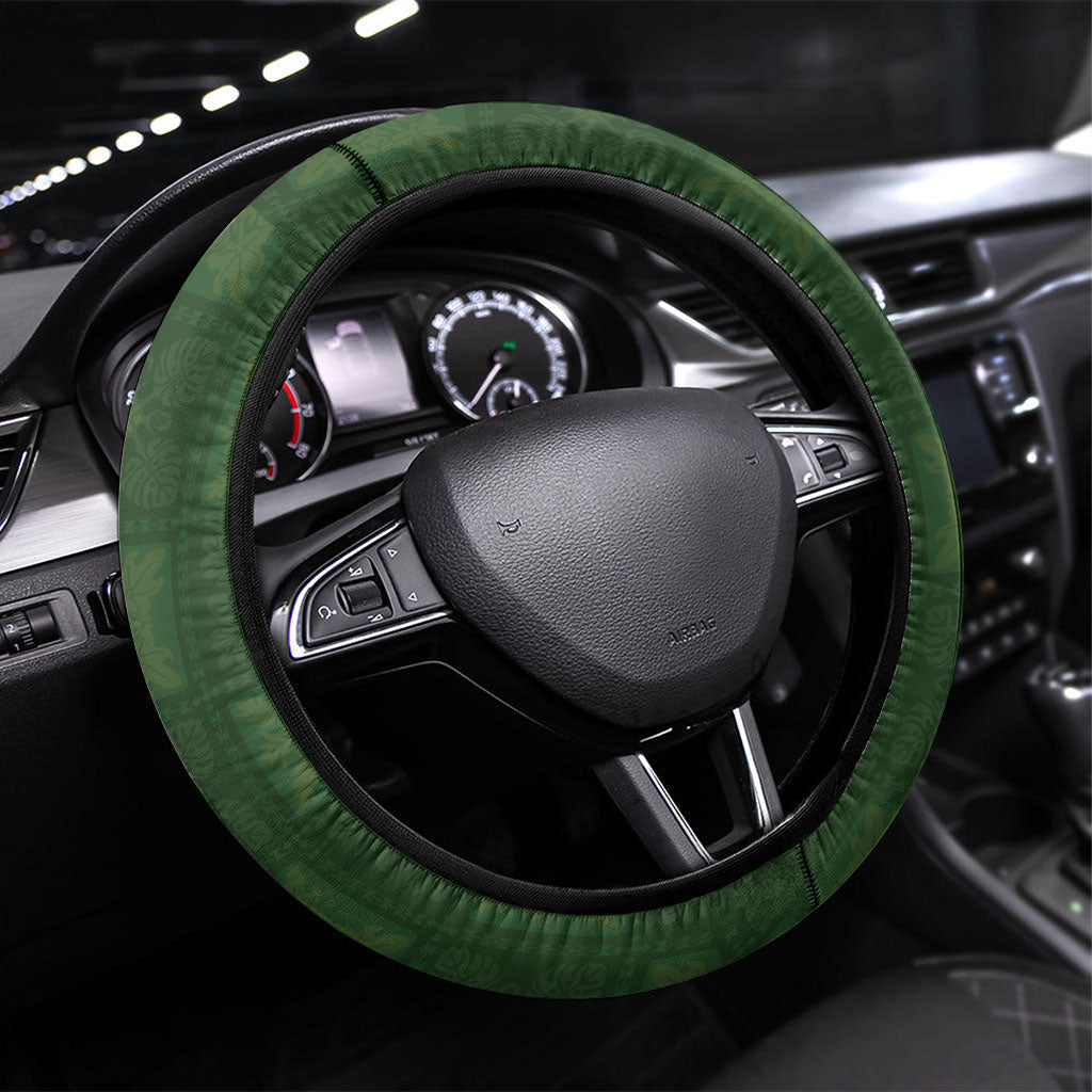 Hawaiian Quilt Steering Wheel Cover Pele Hair Hinahina Lei Green Version