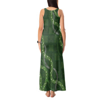 Hawaiian Quilt Tank Maxi Dress Pele Hair Hinahina Lei Green Version