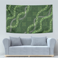 Hawaiian Quilt Tapestry Pele Hair Hinahina Lei Green Version