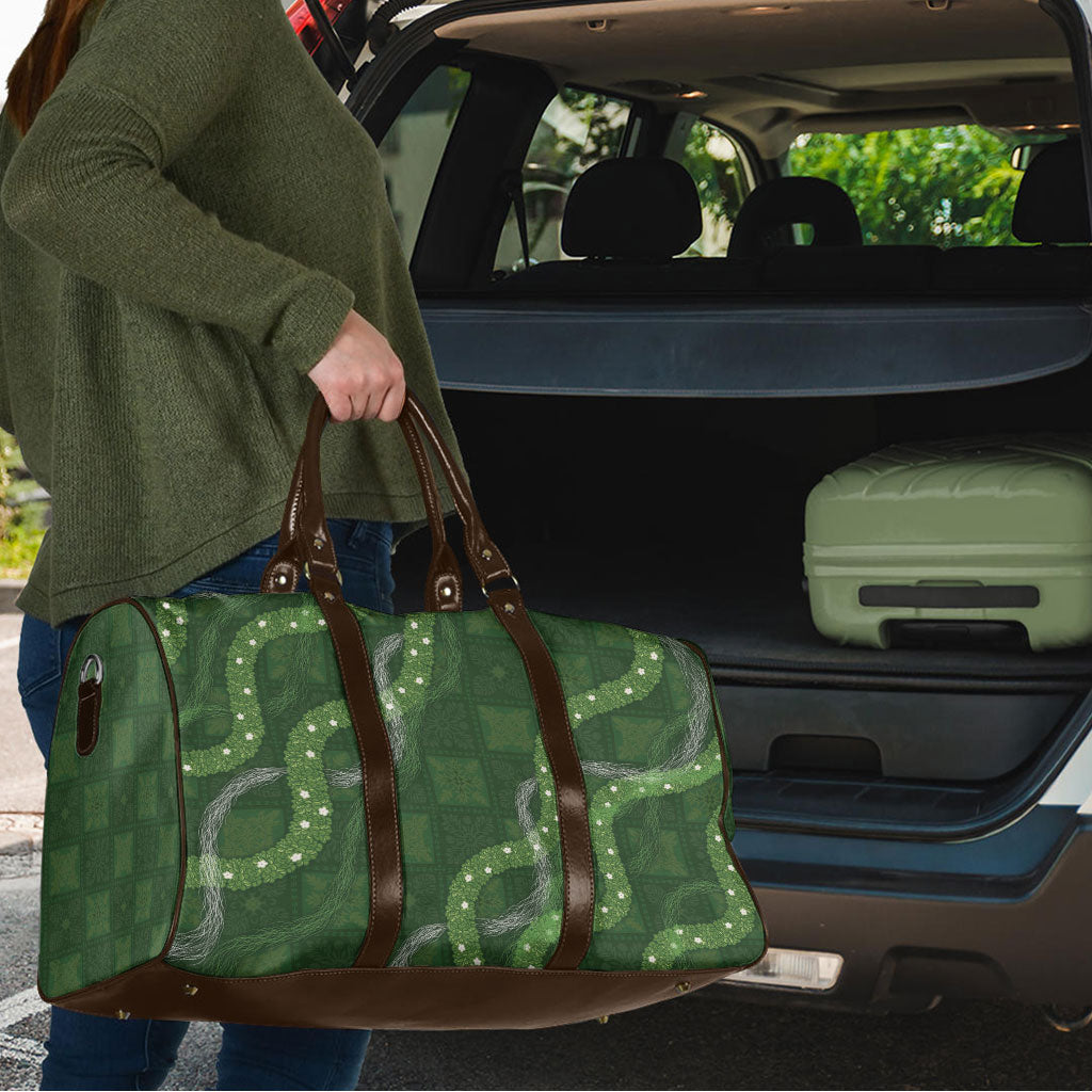 Hawaiian Quilt Travel Bag Pele Hair Hinahina Lei Green Version