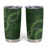 Hawaiian Quilt Tumbler Cup Pele Hair Hinahina Lei Green Version