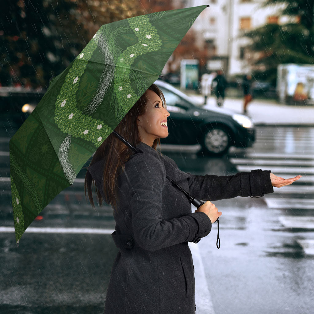 Hawaiian Quilt Umbrella Pele Hair Hinahina Lei Green Version