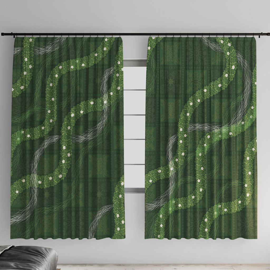 Hawaiian Quilt Window Curtain Pele Hair Hinahina Lei Green Version