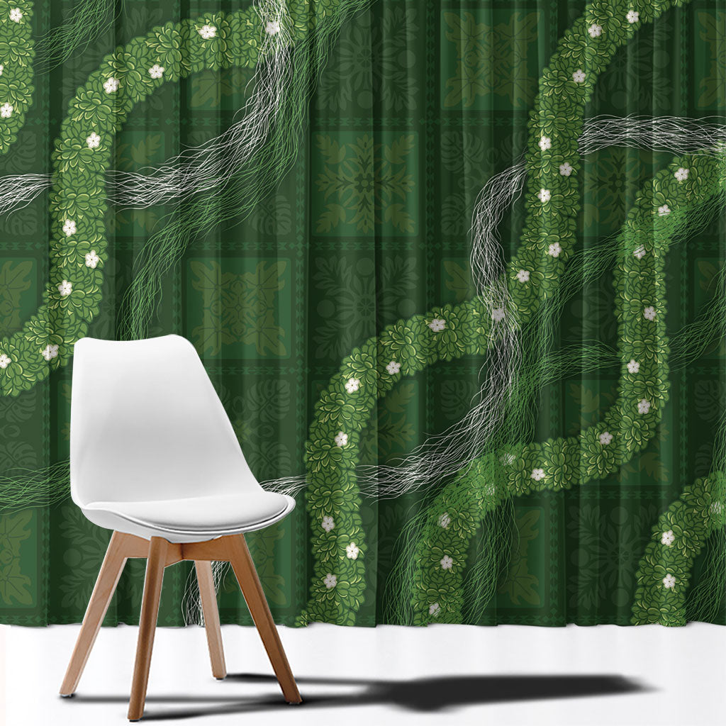 Hawaiian Quilt Window Curtain Pele Hair Hinahina Lei Green Version