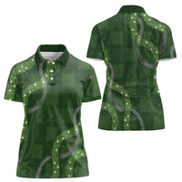 Hawaiian Quilt Women Polo Shirt Pele Hair Hinahina Lei Green Version