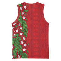 Tonga Language Week Basketball Jersey Heilala Floral Red