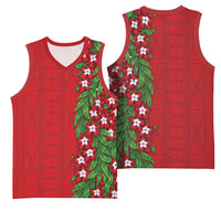 Tonga Language Week Basketball Jersey Heilala Floral Red