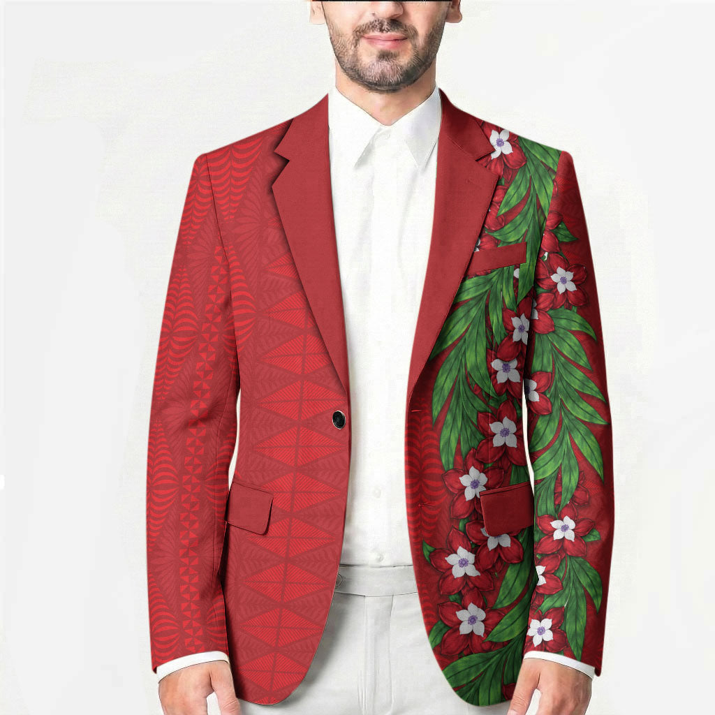 Tonga Language Week Blazer Heilala Floral Red