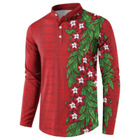 Tonga Language Week Button Sweatshirt Heilala Floral Red