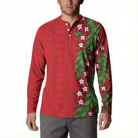 Tonga Language Week Button Sweatshirt Heilala Floral Red