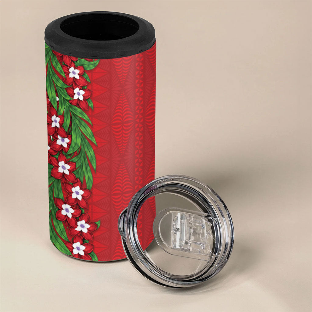 Tonga Language Week 4 in 1 Can Cooler Tumbler Heilala Floral Red