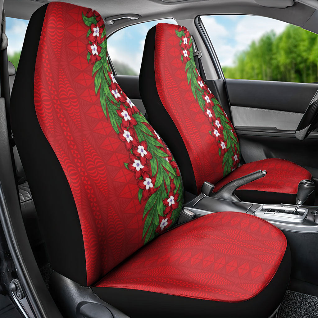 Tonga Language Week Car Seat Cover Heilala Floral Red