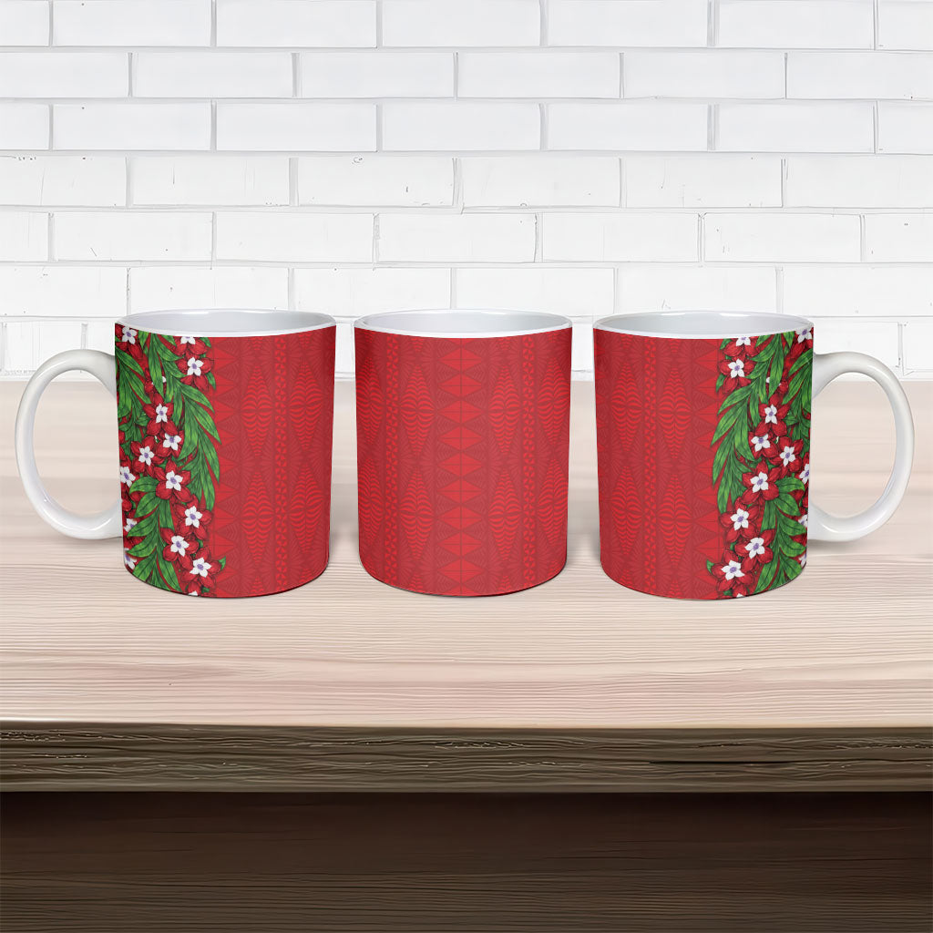Tonga Language Week Ceramic Mug Heilala Floral Red