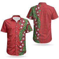 Tonga Language Week Couples Matching Tank Maxi Dress and Hawaiian Shirt Heilala Floral Red