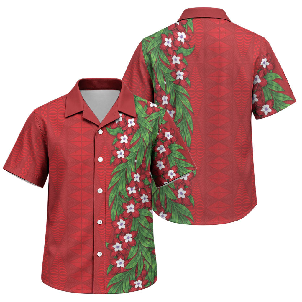 Tonga Language Week Family Matching Mermaid Dress and Hawaiian Shirt Heilala Floral Red