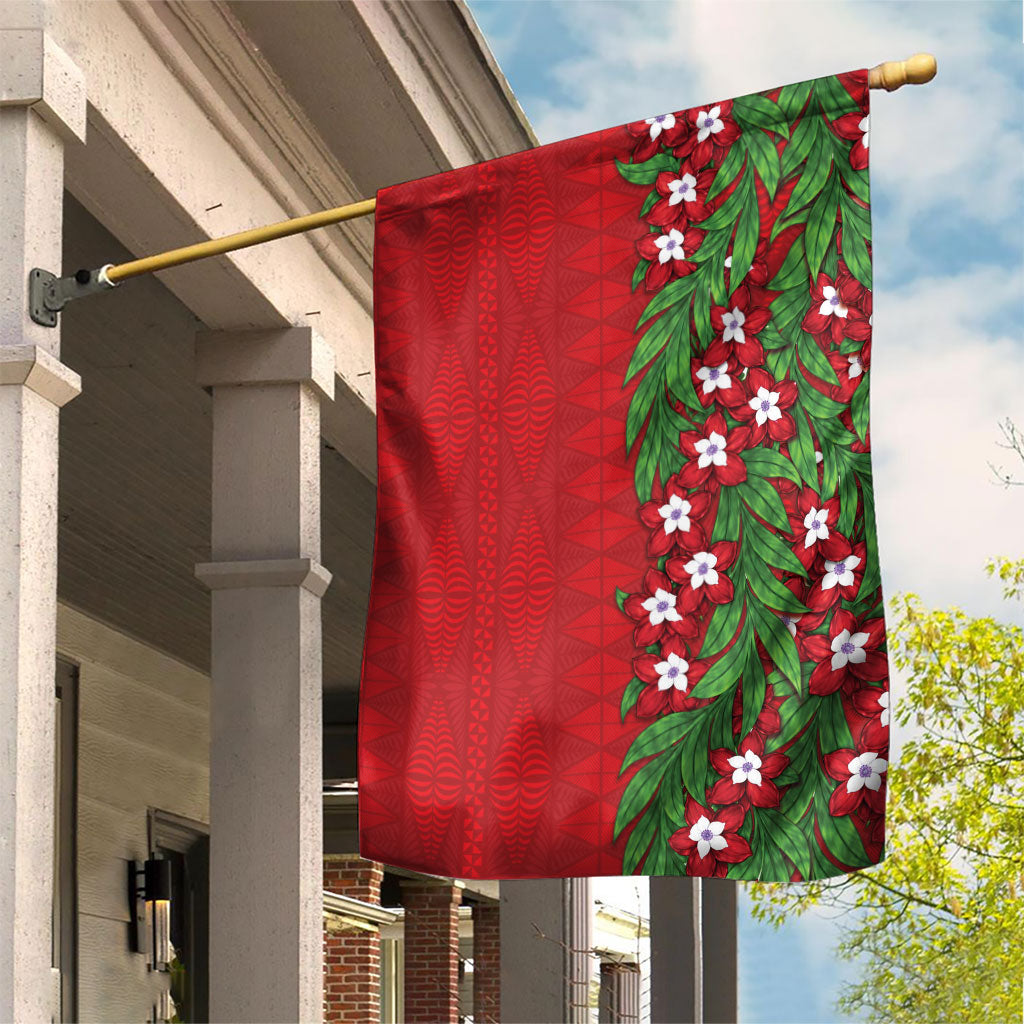 Tonga Language Week Garden Flag Heilala Floral Red