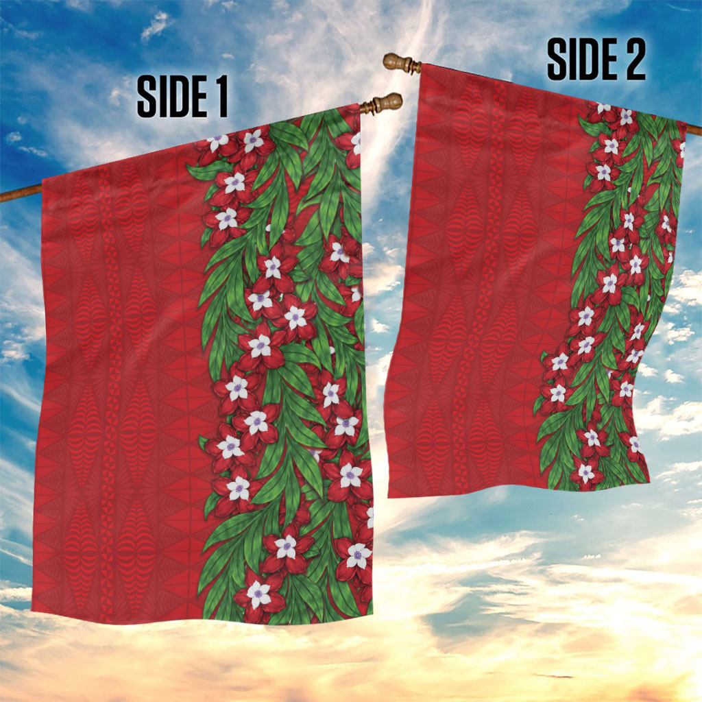 Tonga Language Week Garden Flag Heilala Floral Red