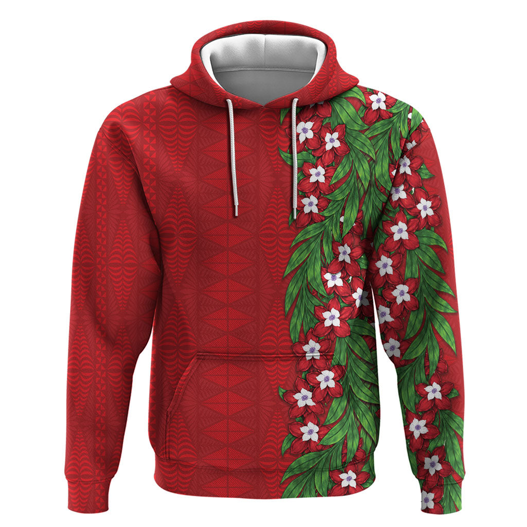 Tonga Language Week Hoodie Heilala Floral Red LT05 Pullover Hoodie Red - Polynesian Pride